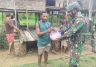 Hangatnya Kebersamaan di Belemu, Satgas Yonif 753/AVT Berbagi Sembako dan Harapan